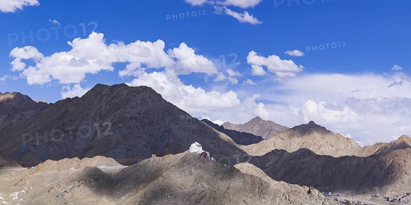 The Namgyal Tsemo Gompa monastery on Tsenmo Hill, a viewpoint over Leh, Ladakh, Jammu and Kashmir, India, Asia