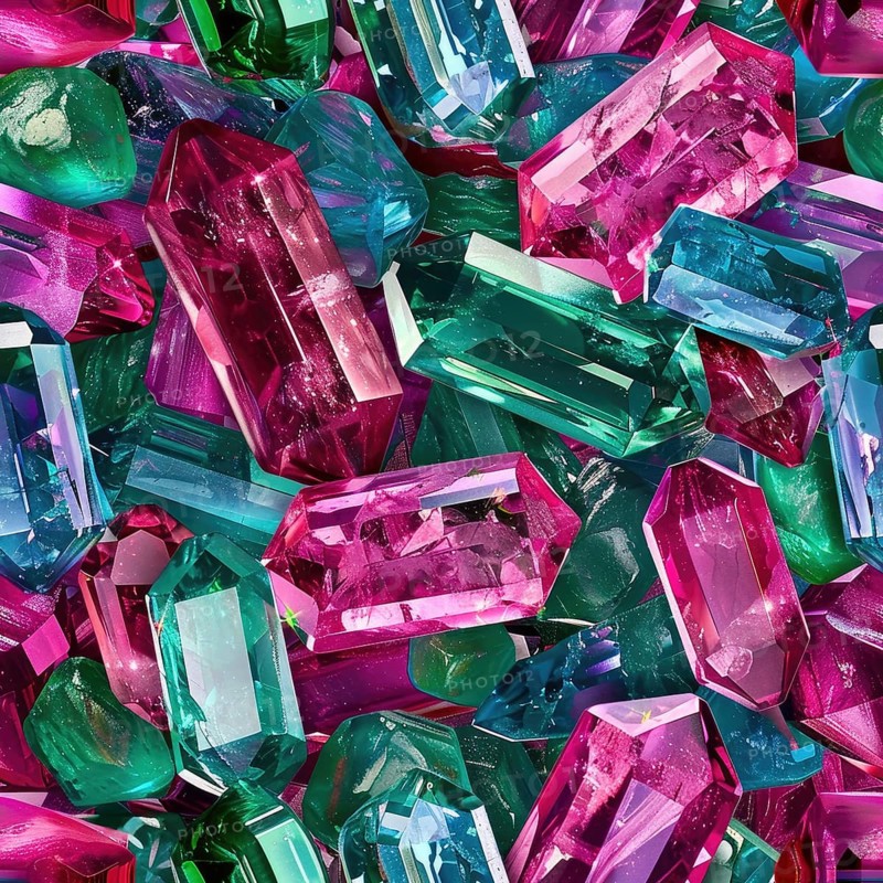 Seamless pattern of dazzling tourmalines on a vibrant background AI generated