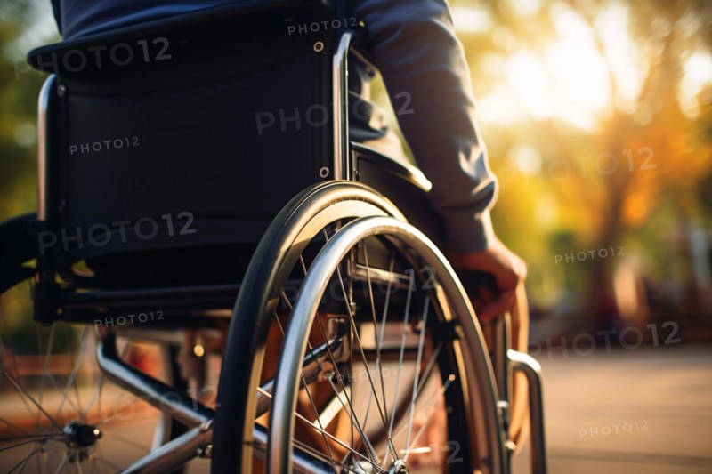 Back view of person in wheelchair. KI generiert, generiert, AI generated