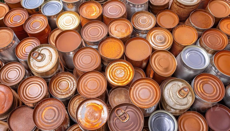 Symbol photo, rubbish, waste, many empty rusty cans in a pile, AI generated, AI generated