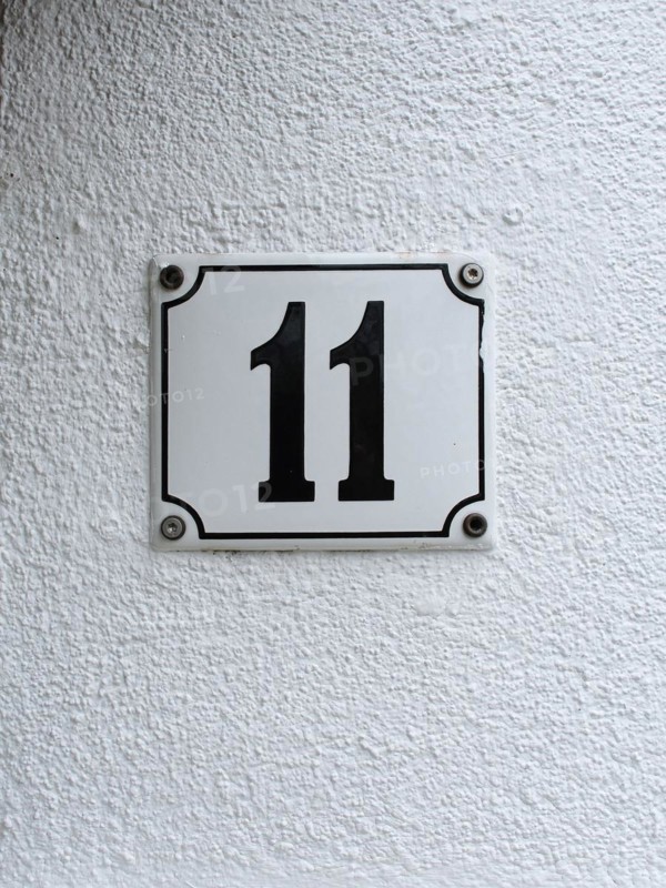 House number plate, number 11, digit, anniversary, birthday, North Rhine-Westphalia, Germany, Europe