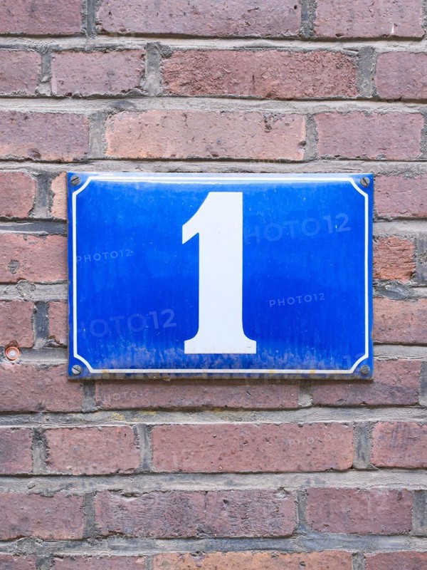 House number sign, Number 1, Number, Anniversary, Birthday, North Rhine-Westphalia, Germany, Europe