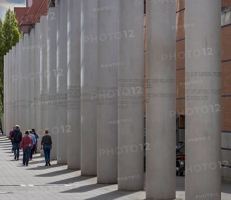 The Street of Human Rights, a memorial in the city centre of Nuremberg, created by the Israeli artist Dani Karavan, opened in 1993, Kartaeusergasse 1, Nuremberg, Middle Franconia, Bavaria, Germany, Europe