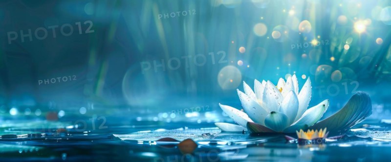 Lotus flower is floating on water. Concept of meditation, serenity, spirituality and enlightenment, AI generated