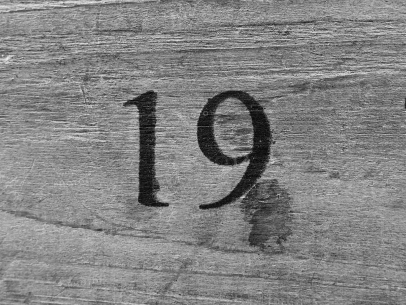 Vintage number 19, digit, anniversary, birthday, North Rhine-Westphalia, Germany, Europe
