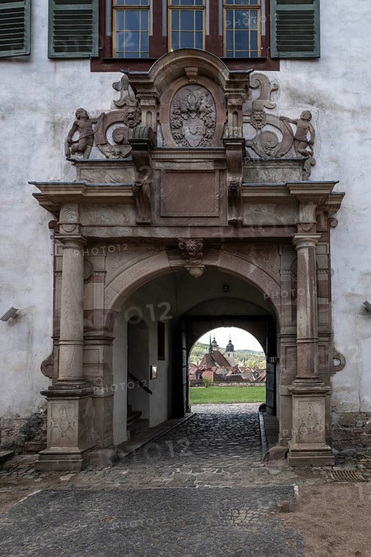 Wilhelmsburg Castle, entrance gate, Schmalkalden, Thuringia, Germany, Europe