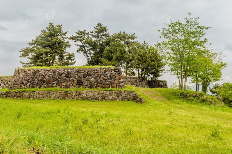 Remains of Japanese stone fortress under cloudy sky in Suncheon, South Korea, Asia