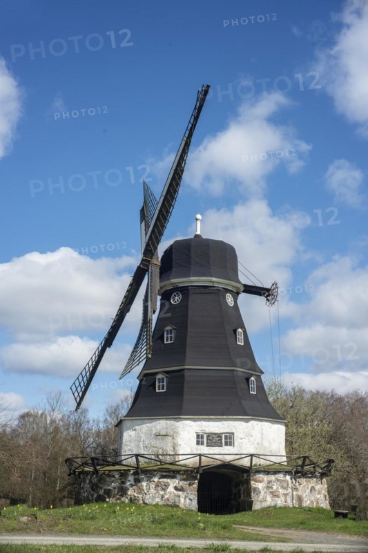 Dutch type windmill built in 1857 in Sankt Olof, Simrishamn municipality, Scania, Sweden, Scandinavia, Europe