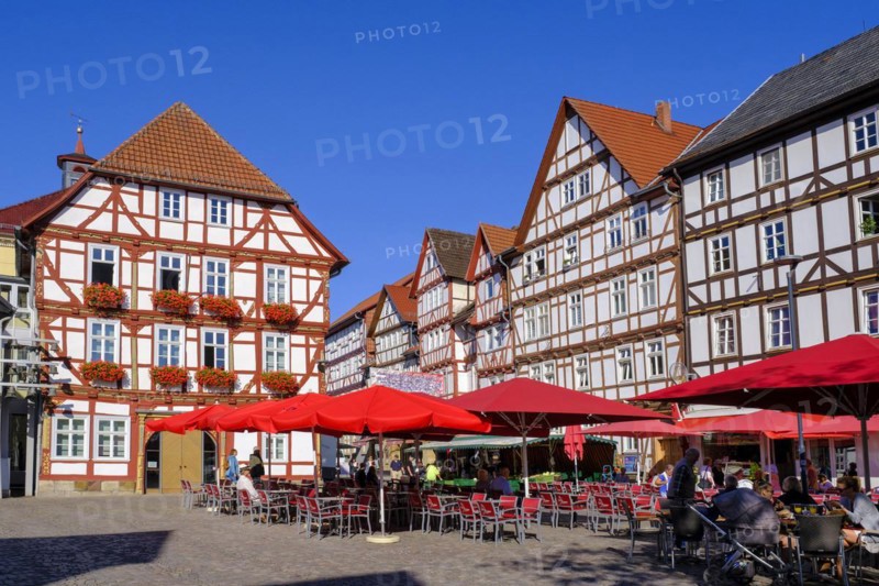 Old town hall, half-timbered houses, market square, Eschwege, Werratal, Werra-Meissner district, Hesse, Germany, Europe