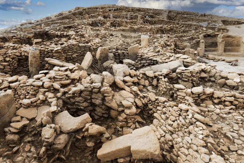 Neolithic archaeological site of Karahan Tepe, Circular stone structure with T Shape pillars, Sanliurfa, Turkey, Asia