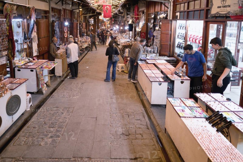 Market stalls in the Gaziantep bazaar, Turkey, Asia