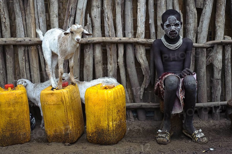 Karo tribe, boy, Omo valley, Ethiopia, Africa
