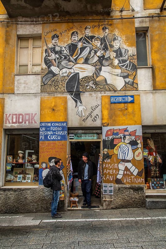 Political murals in Orgosolo, Nuoro province, Sardinia, Italy, South Europe, Europe