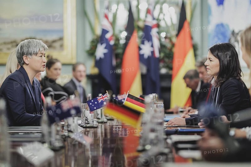 (R-L) Annalena Baerbock (Alliance 90/The Greens), Federal Foreign Minister, and Penny Wong, Foreign Minister of Australia, photographed during a joint meeting in Adelaide, 3 May 2024. Baerbock is travelling to Australia, New Zealand and Fiji for political talks / Photographed on behalf of the Federal Foreign Office