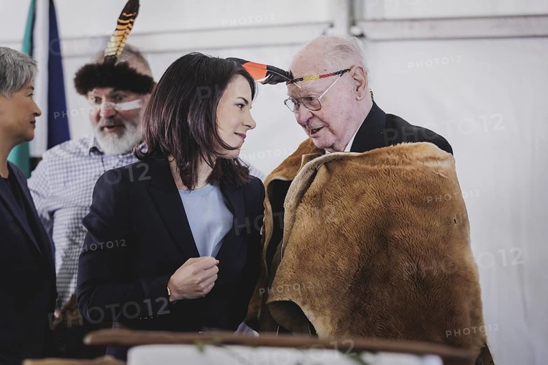 Annalena Baerbock (Buendnis 90/Die Gruenen), Federal Foreign Minister, photographed during the ceremony for the repatriation of cultural assets of representatives of the Kaurna people in Adelaide, 3 May 2024. Baerbock is travelling to Australia, New Zealand and Fiji for political talks / Photographed on behalf of the Federal Foreign Office