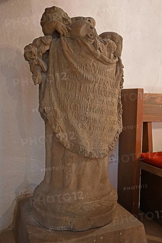Old family gravestone from 1767, in St Anne's Church, Forth, Middle Franconia, Bavaria, Germany, Europe