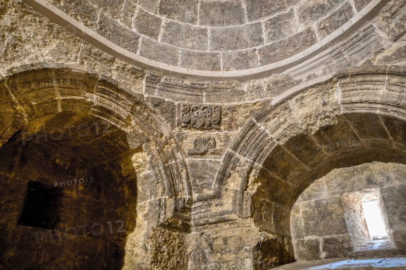 Monastery of Saint Ananias known as Deyrulzafaran or Saffron Monastery, Stone ceiling, Mardin, Turkey, Asia