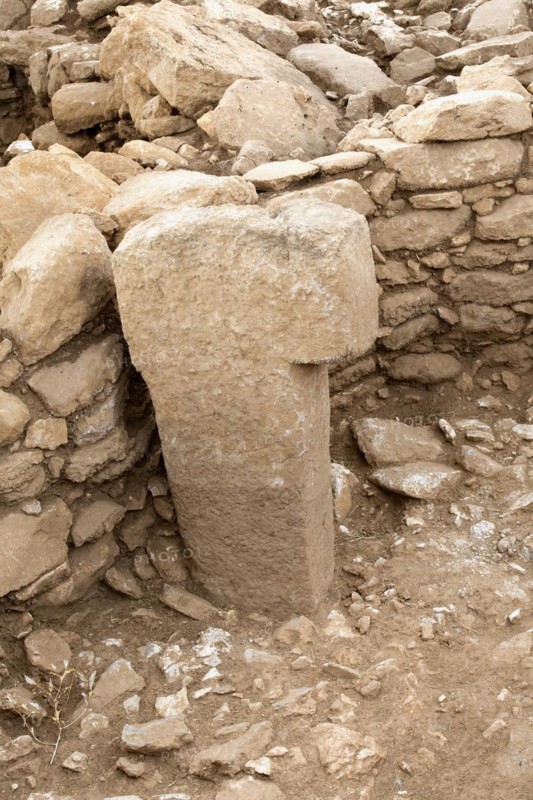 Neolithic archaeological site of Karahan Tepe, Circular stone structure with T Shape pillars, Sanliurfa, Turkey, Asia