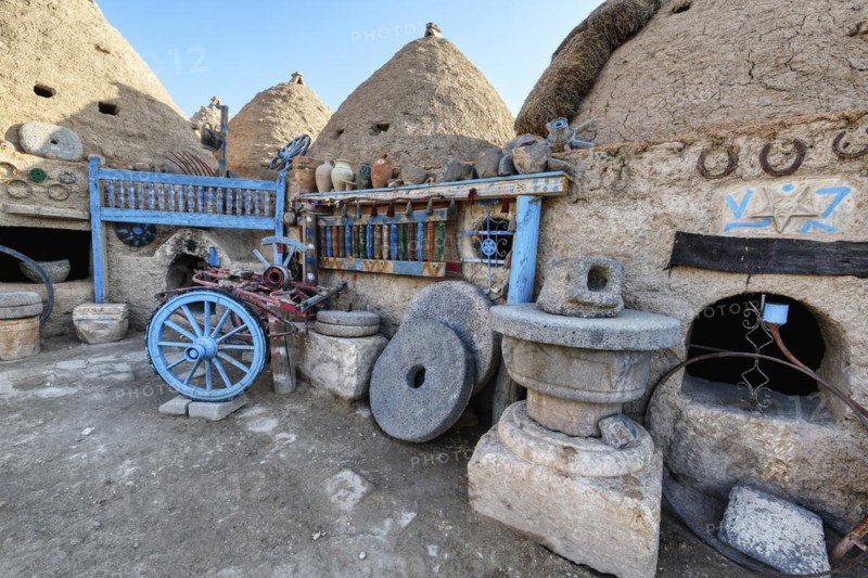 Traditional mud brick houses in the form of beehives, Harran, Turkey, Asia