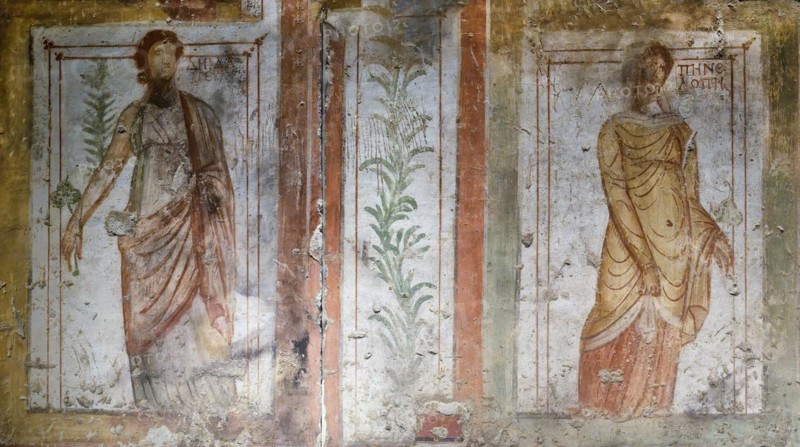 Wall frescoes, Zeugma mosaic Museum, Gaziantep, Turkey, Asia