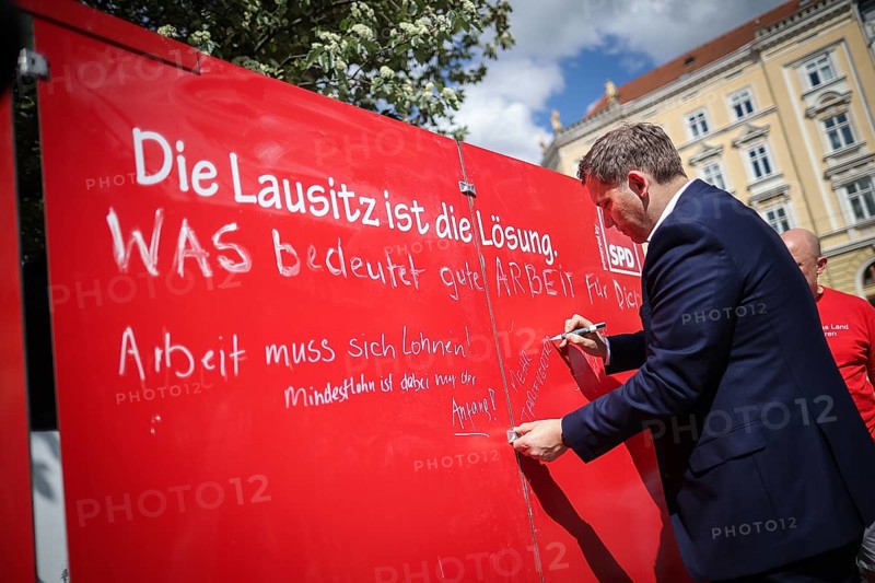 Lars Klingbeil, SPD party chairman, during his visit to the DGB rally in Goerlitz, 1 May 2024