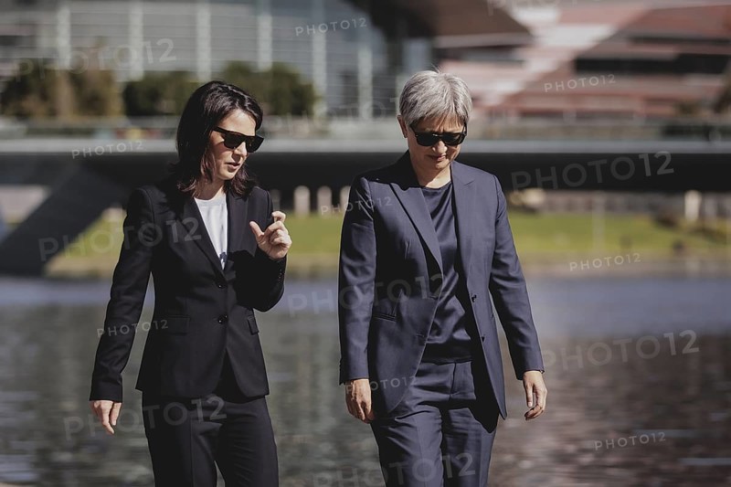 (L-R) Annalena Baerbock (Buendnis 90/Die Gruenen), Federal Foreign Minister, and Penny Wong, Foreign Minister of Australia, photographed during a meeting in Adelaide, 3 May 2024. Baerbock is travelling to Australia, New Zealand and Fiji for political talks / Photographed on behalf of the Federal Foreign Office