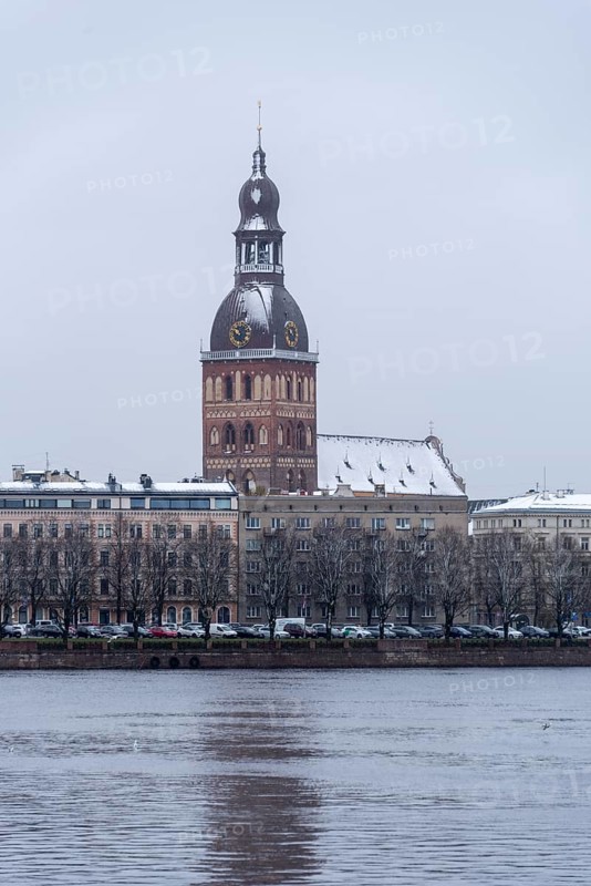 Riga Cathedral in the snow, Winter, Riga, Latvia, Europe