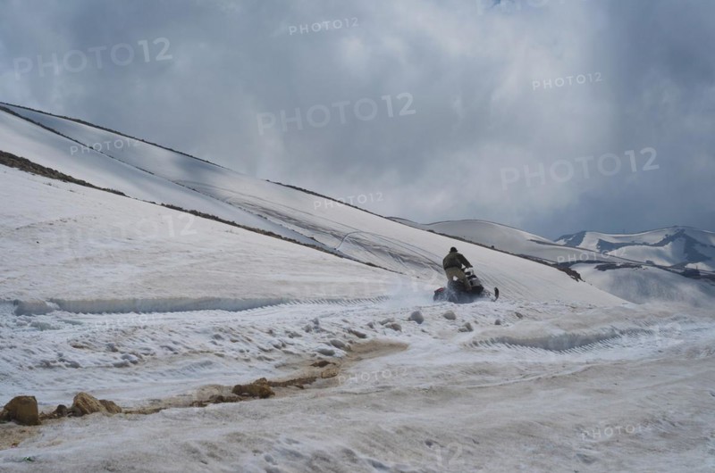 Mountain of snow on Mount Lebanon, Snowmobile, Winter of Lebanon