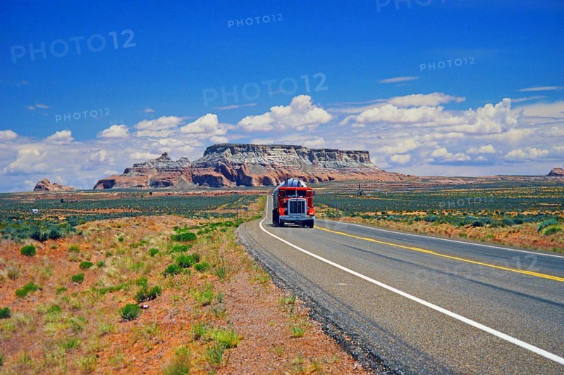 Red truck comes from Monument Valley, part of Navajo National Monument, Navajo Nation Reservation, Arizona, USA, North America