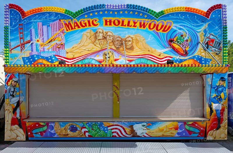 Closed stand, in front of opening hours, Spring Festival Deggendorf, Lower Bavaria, Bavaria, Germany, Europe