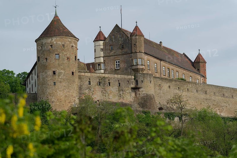 View of Stettenfels Castle in Untergruppenbach, Tower, Towers, Heilbronner Land, Heilbronn-Franken, Baden-Wuerttemberg, Germany, Europe