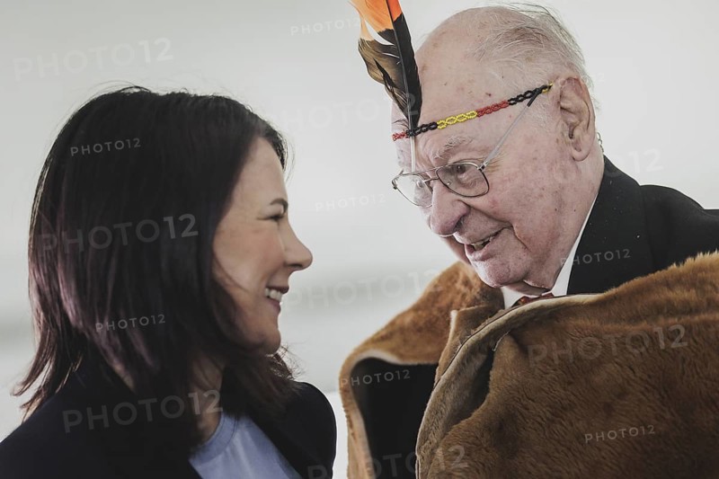 Annalena Baerbock (Buendnis 90/Die Gruenen), Federal Foreign Minister, photographed during the ceremony for the repatriation of cultural assets of representatives of the Kaurna people in Adelaide, 3 May 2024. Baerbock is travelling to Australia, New Zealand and Fiji for political talks / Photographed on behalf of the Federal Foreign Office