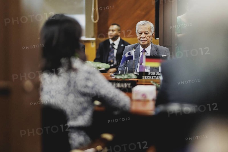 (L-R) Annalena Baerbock (Buendnis 90/Die Gruenen), Federal Foreign Minister, and Henry Puna, Secretary General of the regional organisation Pacific Islands Forum, photographed during a joint meeting in Suva, 06.05.2024. Baerbock is travelling to Australia, New Zealand and Fiji for political talks / Photographed on behalf of the Federal Foreign Office