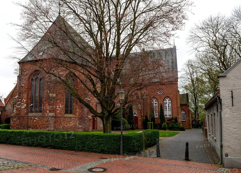 Protestant Reformed St George's Church, east facade, in the small town of Weener, district of Leer, Rheiderland, East Frisia, Lower Saxony, Germany, Europe