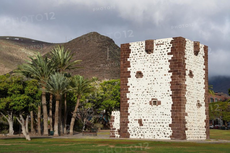 Torre del Conde, Tower of the Count, medieval defence defence tower in the park, Parque de la Torre, San Sebastian de La Gomera, La Gomera, Canary Islands, Spain, Europe