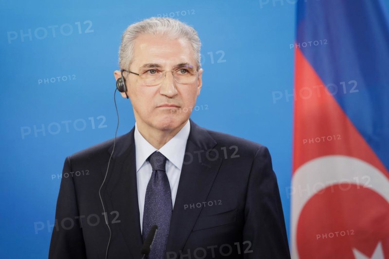 Annalena Baerbock (Alliance 90/The Greens) (not pictured), Federal Foreign Minister, and Mukhtar Babayev, Minister of Ecology and Natural Resources of the Republic of Azerbaijan, at a joint press conference during the 15th Petersberg Climate Dialogue at the Federal Foreign Office in Berlin, 25.04.2024. Photographed on behalf of the Federal Foreign Office