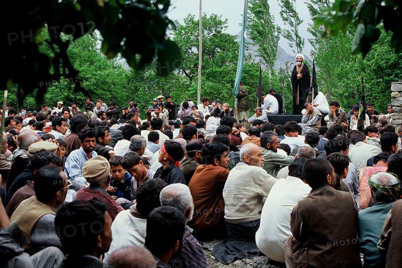 Shia religious meeting at the time of the Ashura festival, northern Pakistan