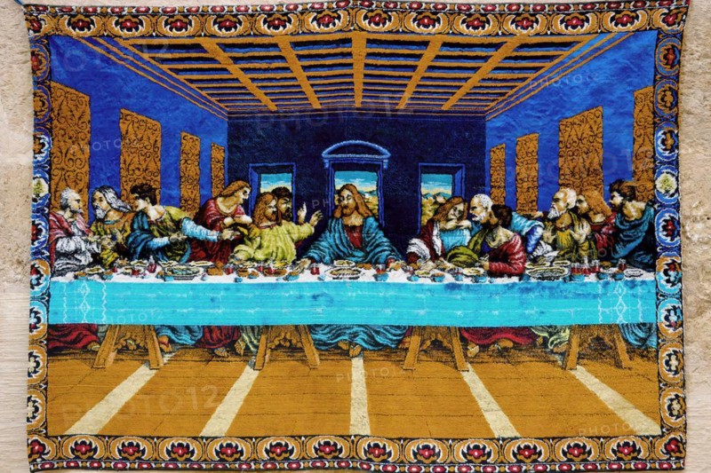 Monastery of Saint Ananias known as Deyrulzafaran or Saffron Monastery, Tapestry representing The Last Supper, Mardin, Turkey, Asia