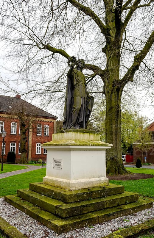 Germania monument on the town hall square in the small town of Weener, district of Leer, Rheiderland, East Frisia, Lower Saxony, Germany, Europe