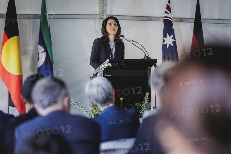 Annalena Baerbock (Buendnis 90/Die Gruenen), Federal Foreign Minister, photographed during the ceremony for the repatriation of cultural assets of representatives of the Kaurna people in Adelaide, 3 May 2024. Baerbock is travelling to Australia, New Zealand and Fiji for political talks / Photographed on behalf of the Federal Foreign Office