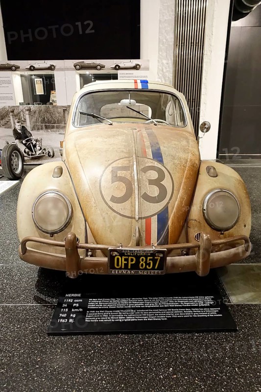 Front view of the famous Volkswagen Beetle number 53 from a film, AUTOMUSEUM PROTOTYP, Hamburg, Hanseatic City of Hamburg, Germany Europe