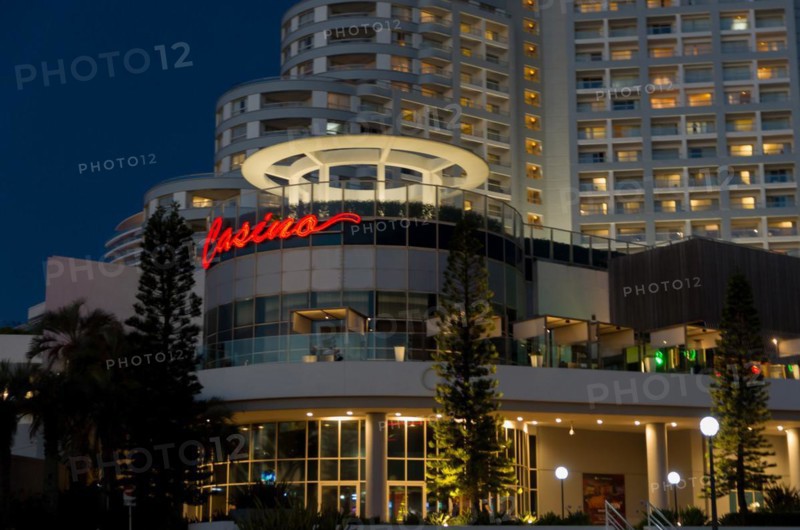Punta del Este. Maldonado, Uruguay, december 31, 2023: Facade of the famous hotel and casino in Punta del Este called Enjoy, South America