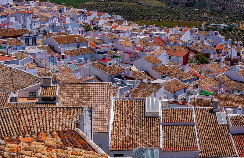 Terracotta roofs in Mediterranean style, Bornos, Andalusia, Spain, Europe