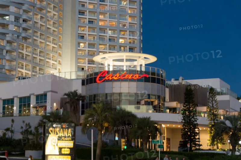 Punta del Este. Maldonado, Uruguay, december 31, 2023: Facade of the famous hotel and casino in Punta del Este called Enjoy, South America