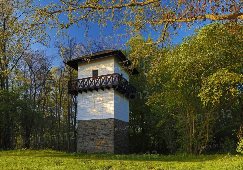 Reconstructed Roman watchtower on the Reckberg, Lower Germanic Limes, World Heritage Site, Neuss, North Rhine-Westphalia, Germany, Europe