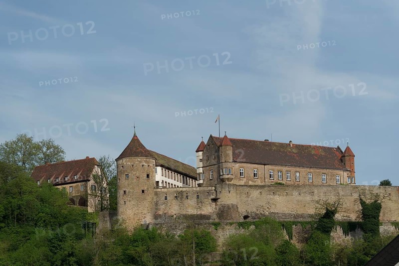 View of Stettenfels Castle in Untergruppenbach, Tower, Towers, Heilbronner Land, Heilbronn-Franken, Baden-Wuerttemberg, Germany, Europe