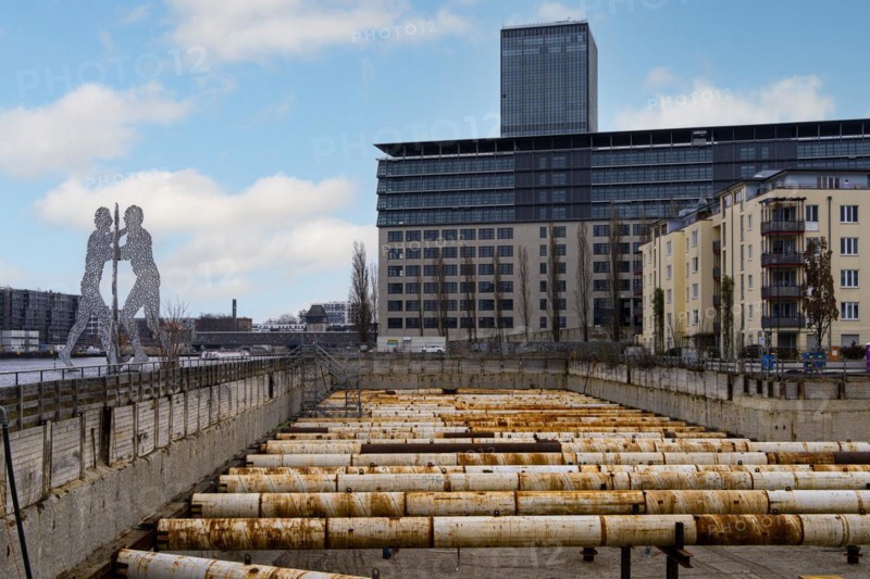 Excavation pit at a major construction site in Treptow, Berlin, Germany, Europe