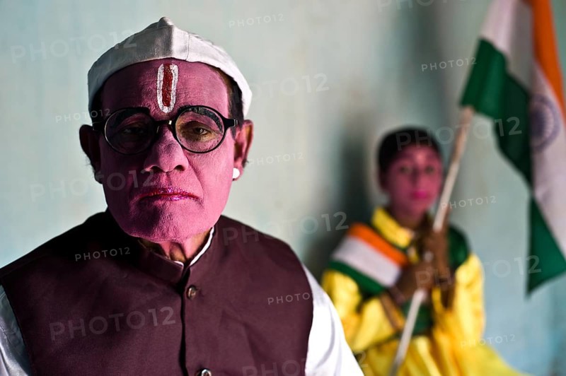 Actor playing the role of the Indian independantist Subhas Chandra Bose, Jharkhand, India, Asia