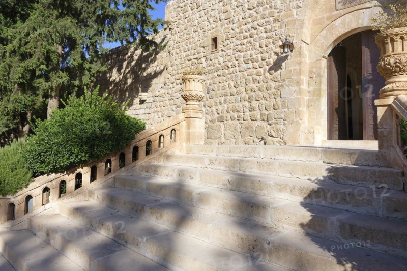 Entrance to Saint Ananias Monastery known as Deyrulzafaran or Saffron Monastery, Mardin, Turkey, Asia