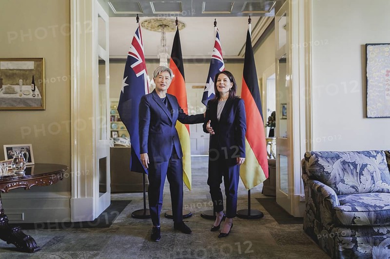 (R-L) Annalena Baerbock (Alliance 90/The Greens), Federal Foreign Minister, and Penny Wong, Foreign Minister of Australia, photographed during a joint meeting in Adelaide, 3 May 2024. Baerbock is travelling to Australia, New Zealand and Fiji for political talks / Photographed on behalf of the Federal Foreign Office